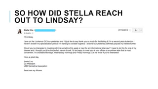 SO HOW DID STELLA REACH
OUT TO LINDSAY?
 