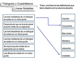 Triángulos y Cuadriláteros
          Líneas Notables
 