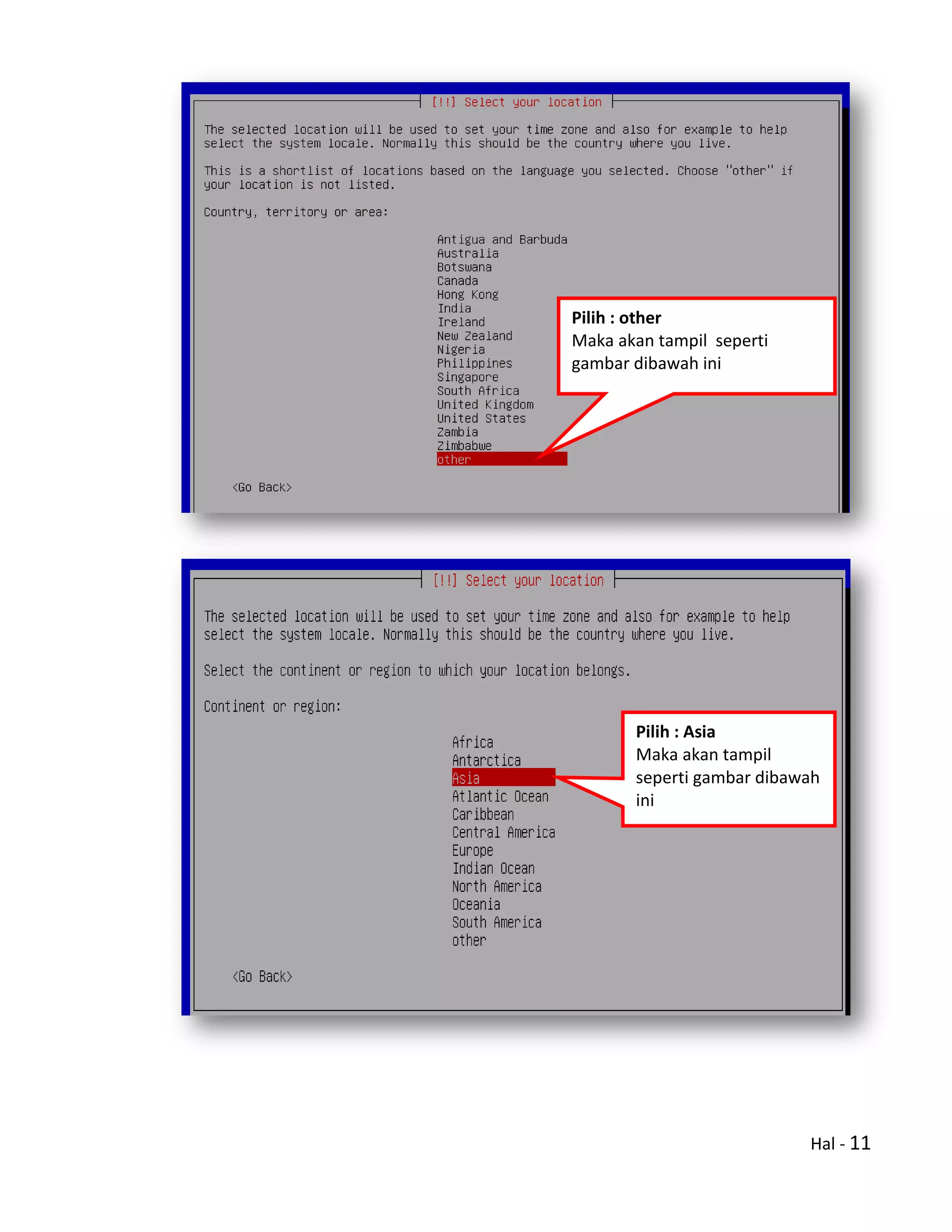 Hal - 11
Pilih : other
Maka akan tampil seperti
gambar dibawah ini
Pilih : Asia
Maka akan tampil
seperti gambar dibawah
ini
 