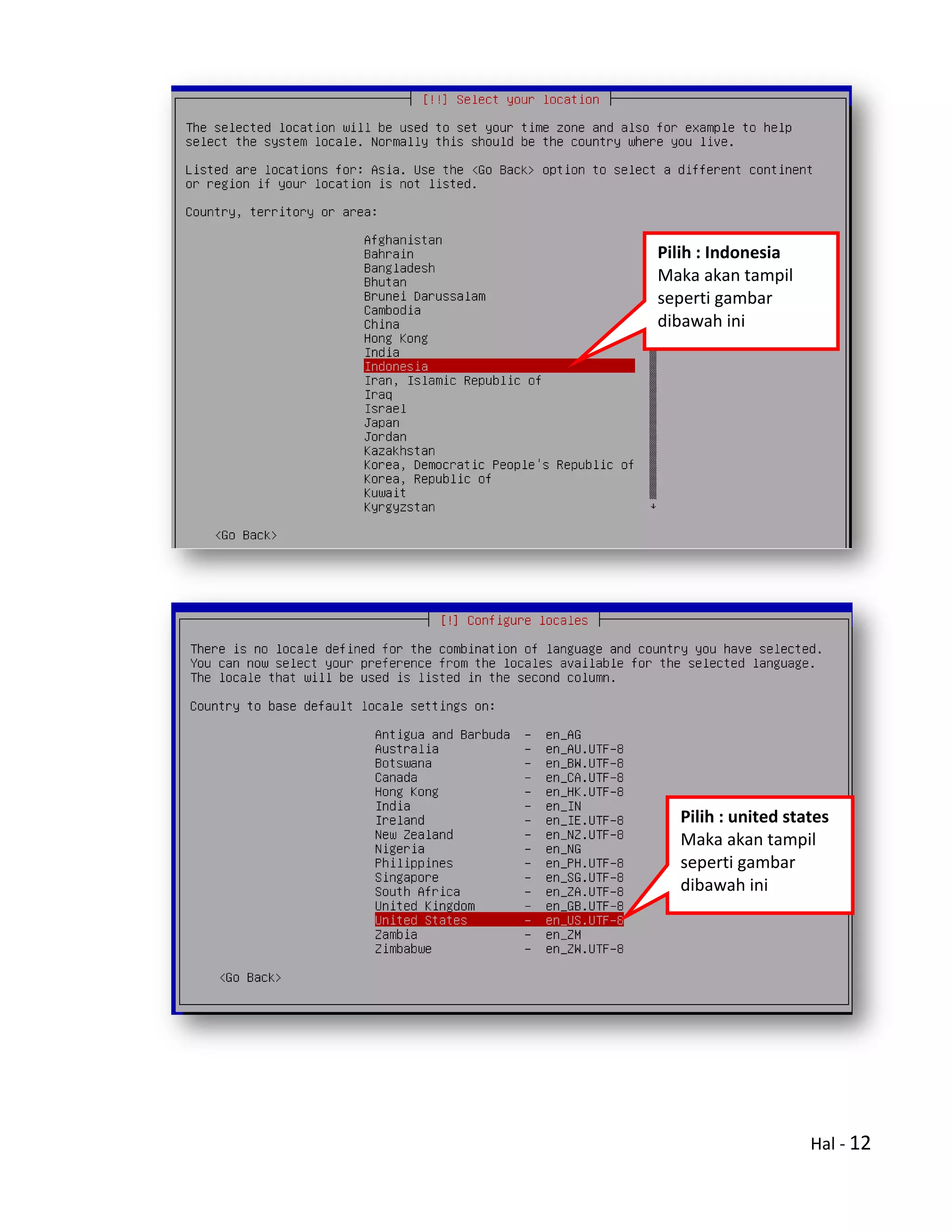 Hal - 12
Pilih : Indonesia
Maka akan tampil
seperti gambar
dibawah ini
Pilih : united states
Maka akan tampil
seperti gambar
dibawah ini
 