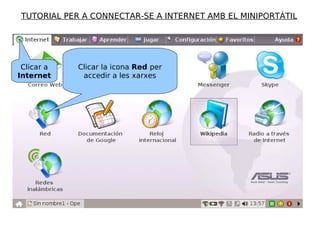Clicar la icona  Red  per accedir a les xarxes Clicar a  Internet TUTORIAL PER A CONNECTAR-SE A INTERNET AMB EL MINIPORTÀTIL 