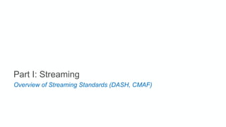 Part I: Streaming
Overview of Streaming Standards (DASH, CMAF)
 