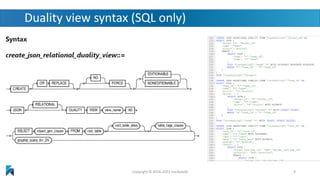 Duality view syntax (SQL only)
Copyright © 2016-2023 Hackolade 9
 