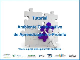 Tutorial
Ambiente Colaborativo
de Aprendizagem e-Proinfo
Você é a peça principal deste encontro.

 