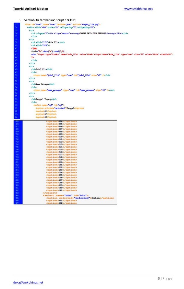 Tutorial aplikasi bioskop berbasis web PHP