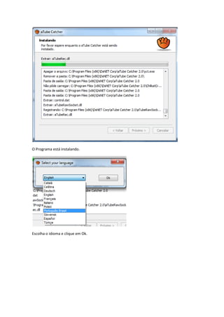 O Programa está instalando.
Escolha o idioma e clique em Ok.
 