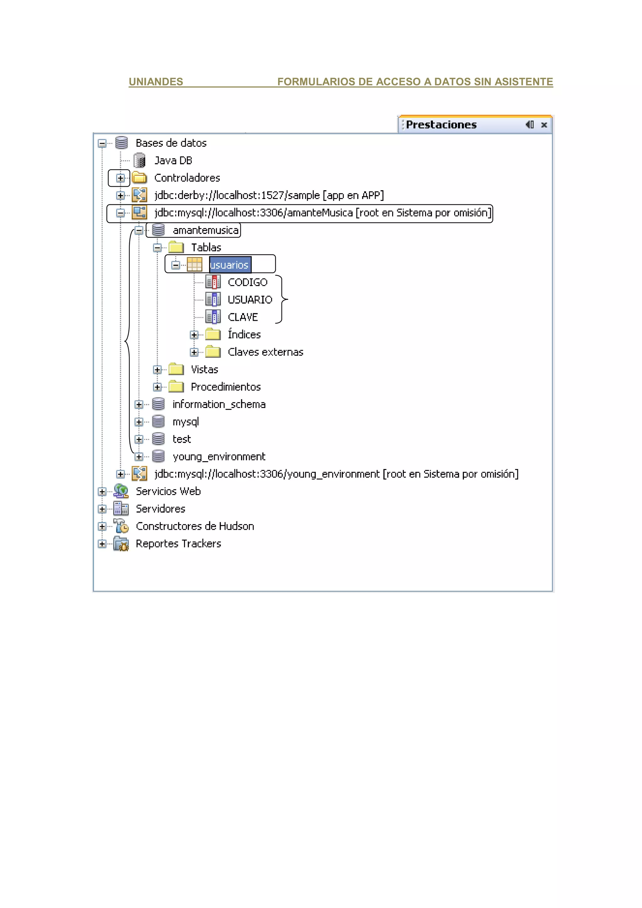 UNIANDES   FORMULARIOS DE ACCESO A DATOS SIN ASISTENTE
 