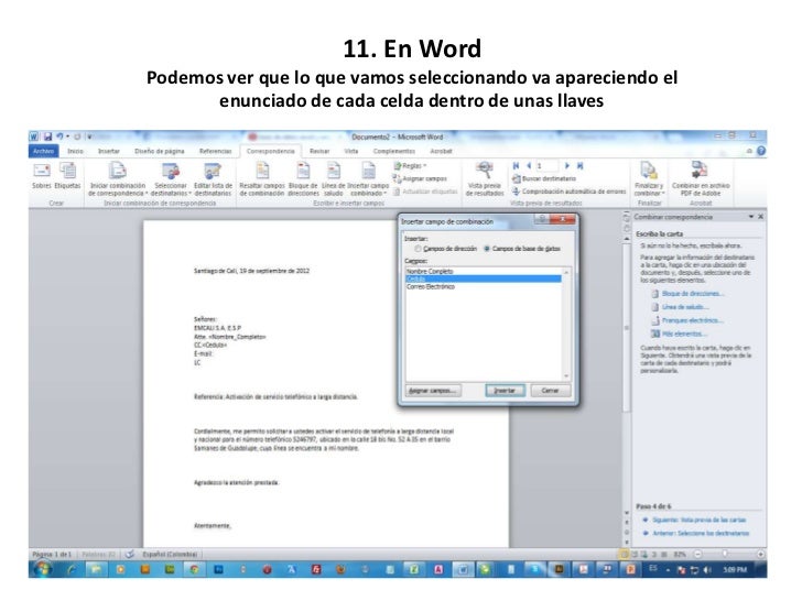 Tutorial base de datos word y excel