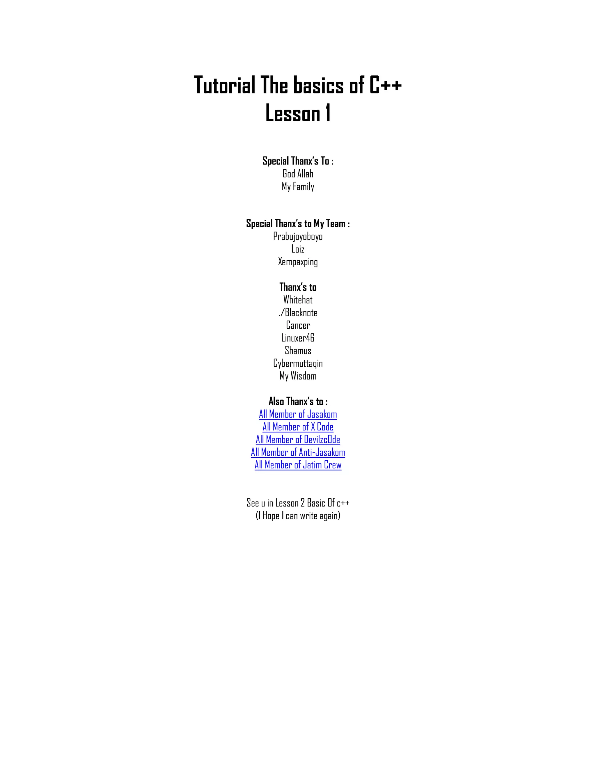 Tutorial basic of c++ lesson 1 ind ver | PDF