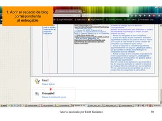 Tutorial realizado por Edith Gutiérrez 30
1. Abrir el espacio de blog
correspondiente
al entregable
 