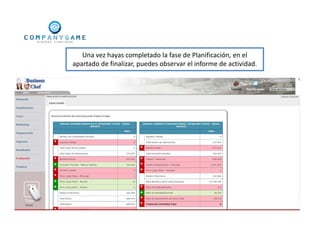 Una vez hayas completado la fase de Planificación, en el
apartado de finalizar, puedes observar el informe de actividad.
 