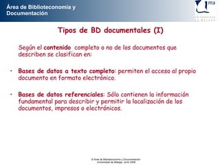Bases de datos documentales | PPT