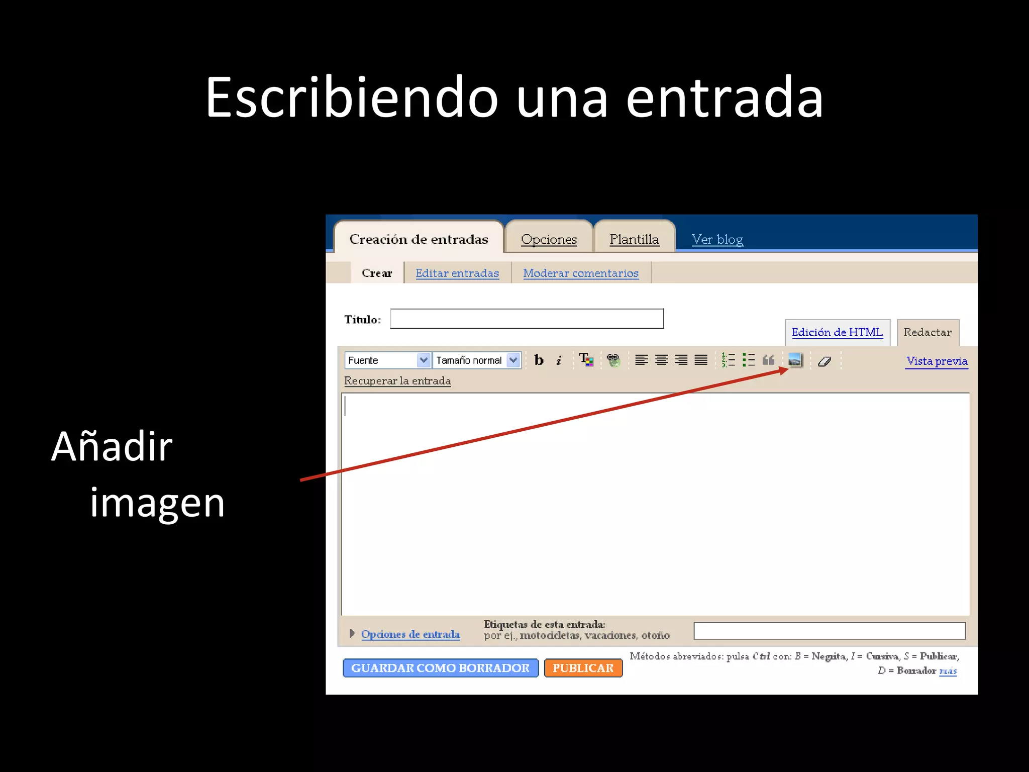 Escribiendo una entrada Añadir imagen 