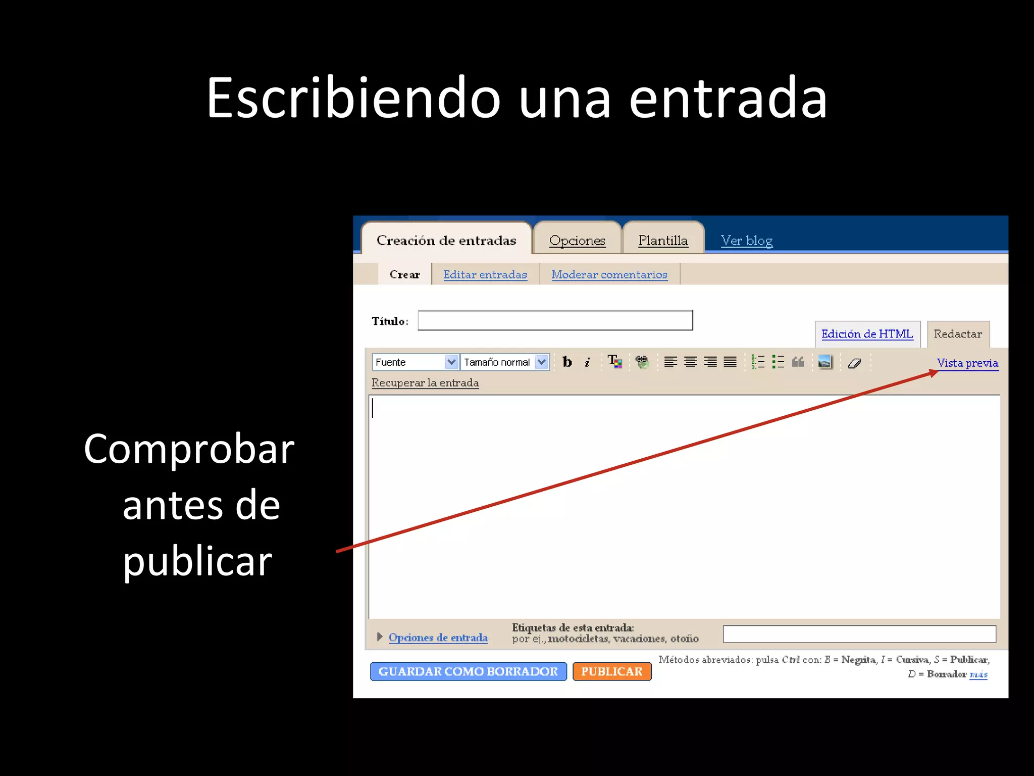 Escribiendo una entrada Comprobar antes de publicar 