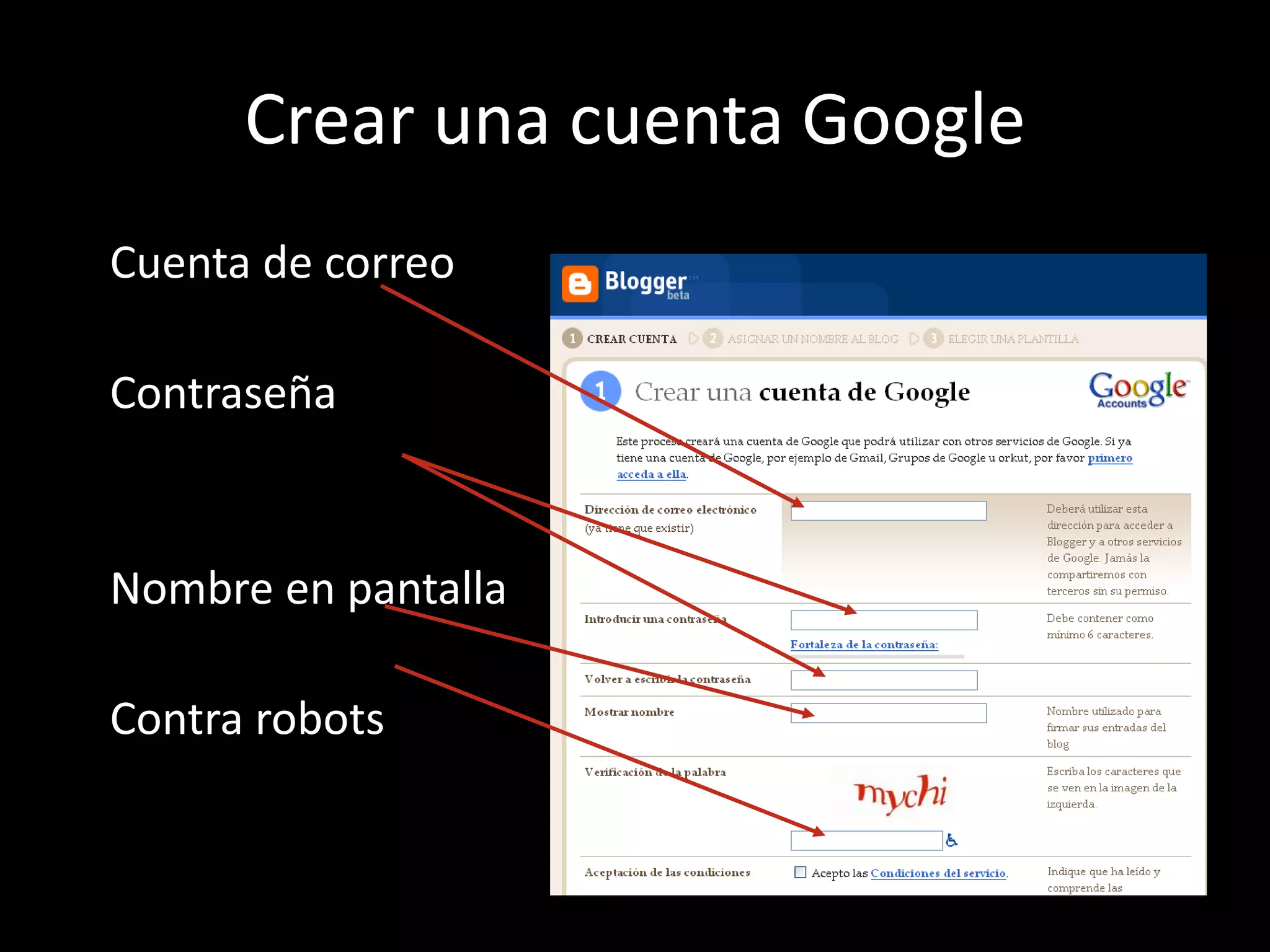 Crear una cuenta Google
Cuenta de correo

Contraseña


Nombre en pantalla

Contra robots
 