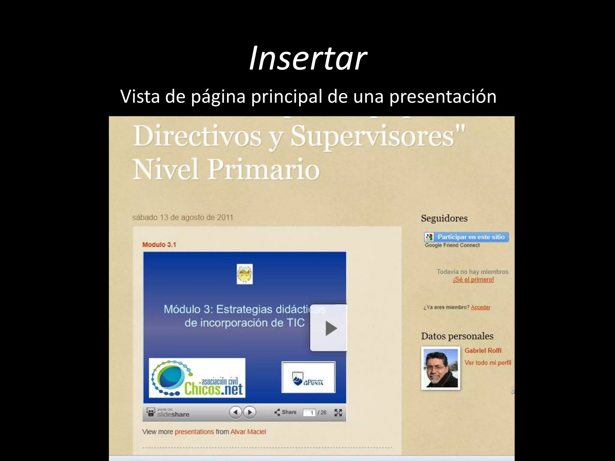 InsertarVista de página principal de una presentación