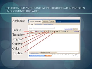 ESCRIBIR EN LA PLANTILLA ES COMO SI LO ESTUVIERA REALIZANDO EN UN DOCUMENTO TIPO WORD