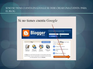 SI NO SE TIENE CUENTA EN GOOGLE SE DEBE CREAR UNA CUENTA  PARA EL BLOG