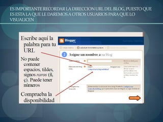ES IMPORTANTE RECORDAR LA DIRECCION URL DEL BLOG, PUESTO QUE ES ESTA LA QUE LE DAREMOS A OTROS USUARIOS PARA QUE LO VISUALICEN 