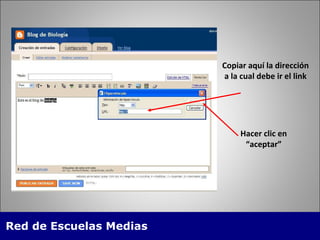 Copiar aquí la dirección a la cual debe ir el link Hacer clic en “aceptar” 