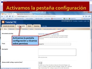 Activamos la pestaña
configuración y clicamos
sobre permisos
 