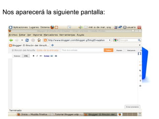 Nos aparecerá la siguiente pantalla:
 