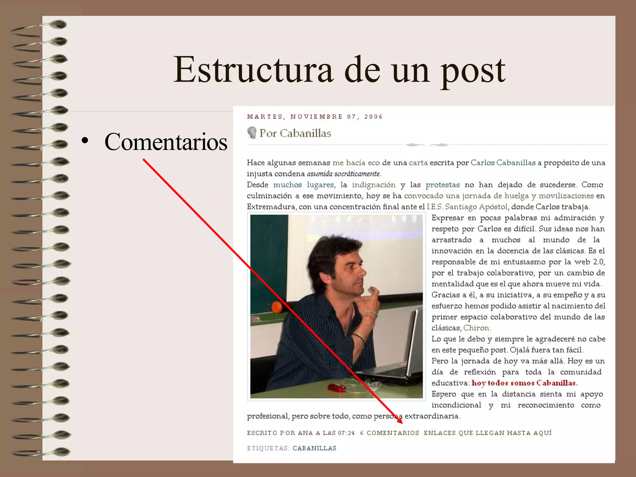 Estructura de un post
• Comentarios
 