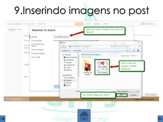 9.Inserindo imagens no post
 