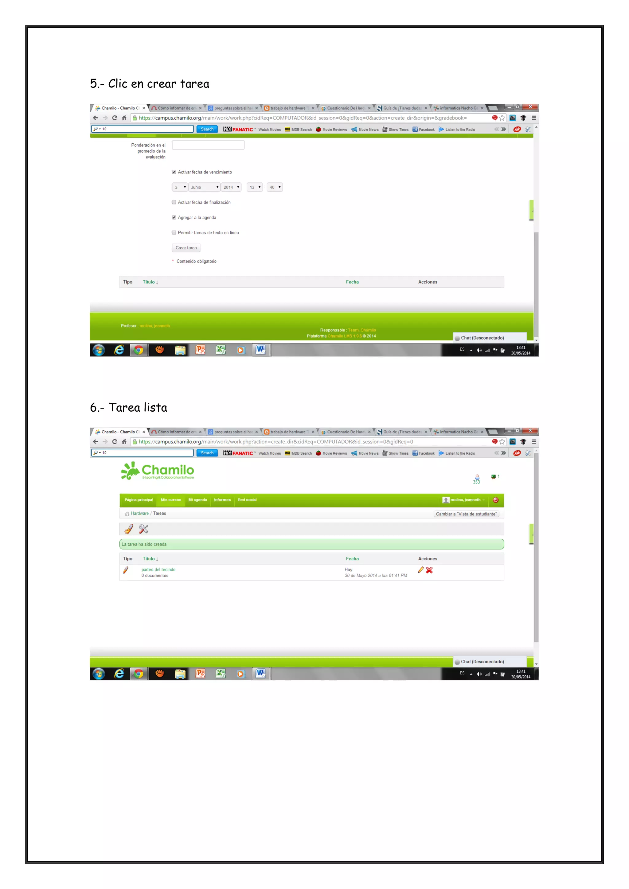5.- Clic en crear tarea
6.- Tarea lista
 
