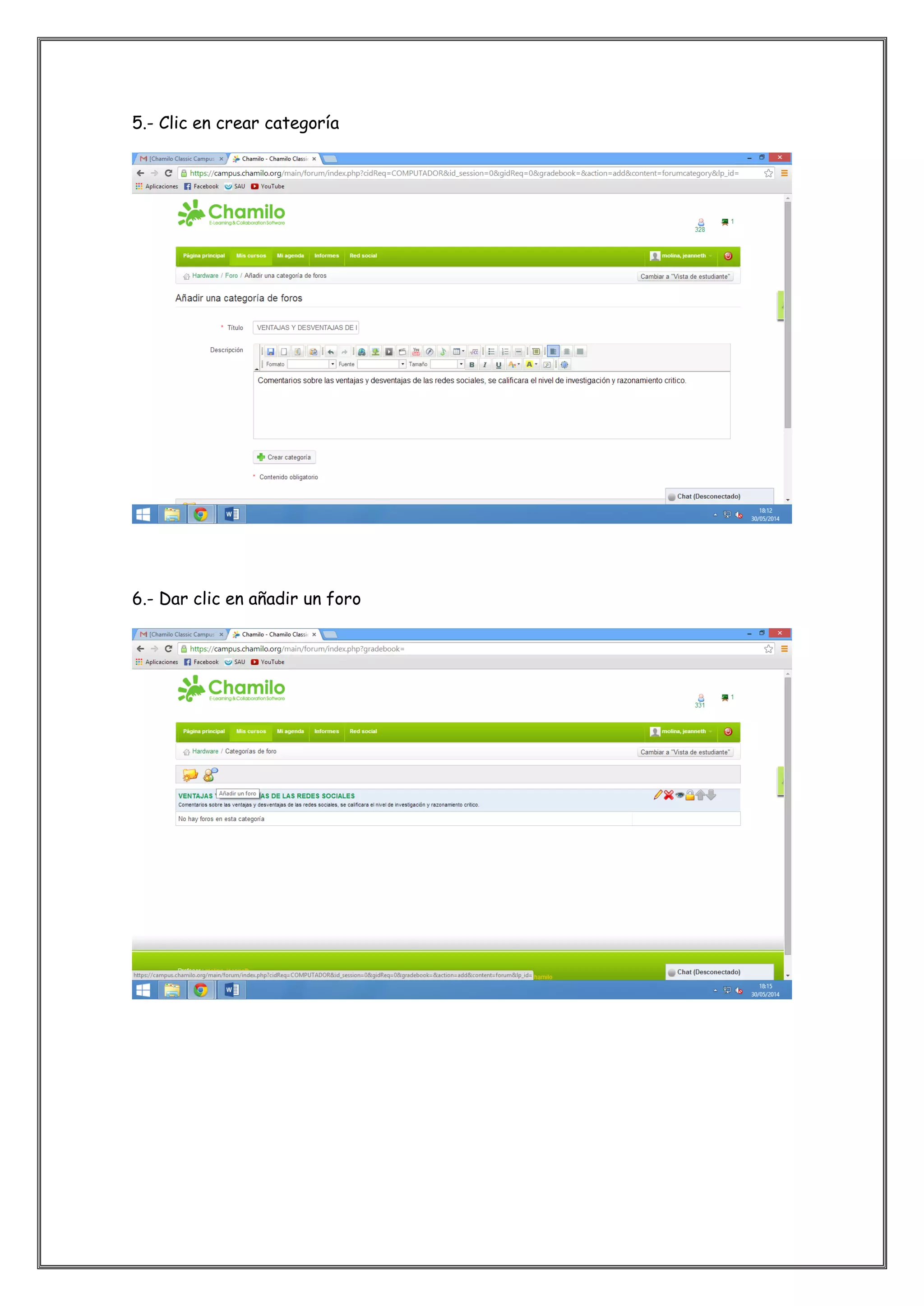 5.- Clic en crear categoría
6.- Dar clic en añadir un foro
 