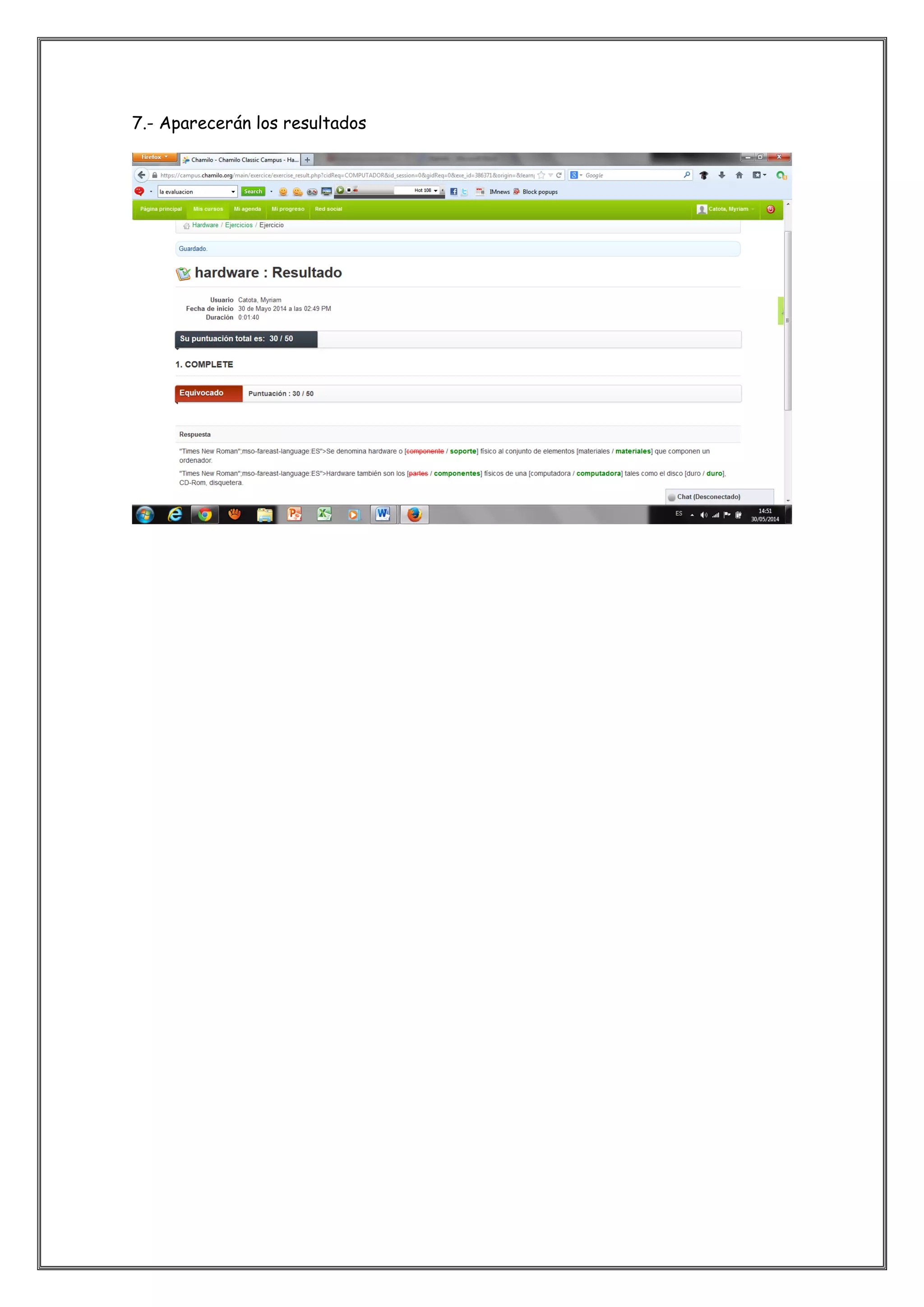 7.- Aparecerán los resultados
 