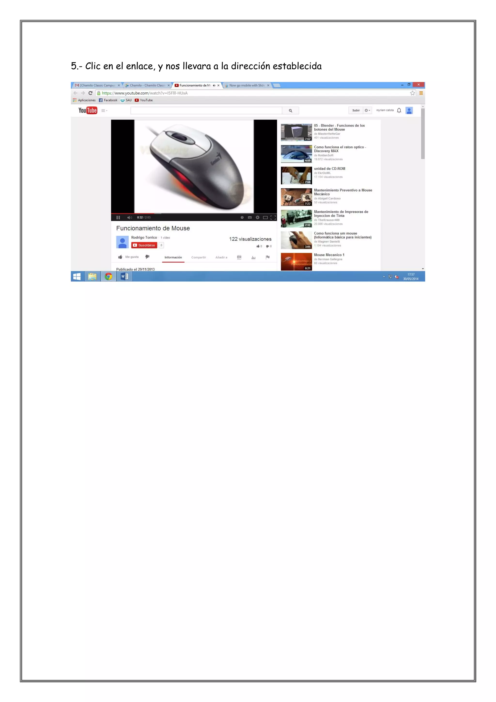 5.- Clic en el enlace, y nos llevara a la dirección establecida
 