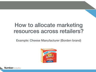 How to allocate marketing 
resources across retailers? 
Example: Cheese Manufacturer (Borden brand) 
 