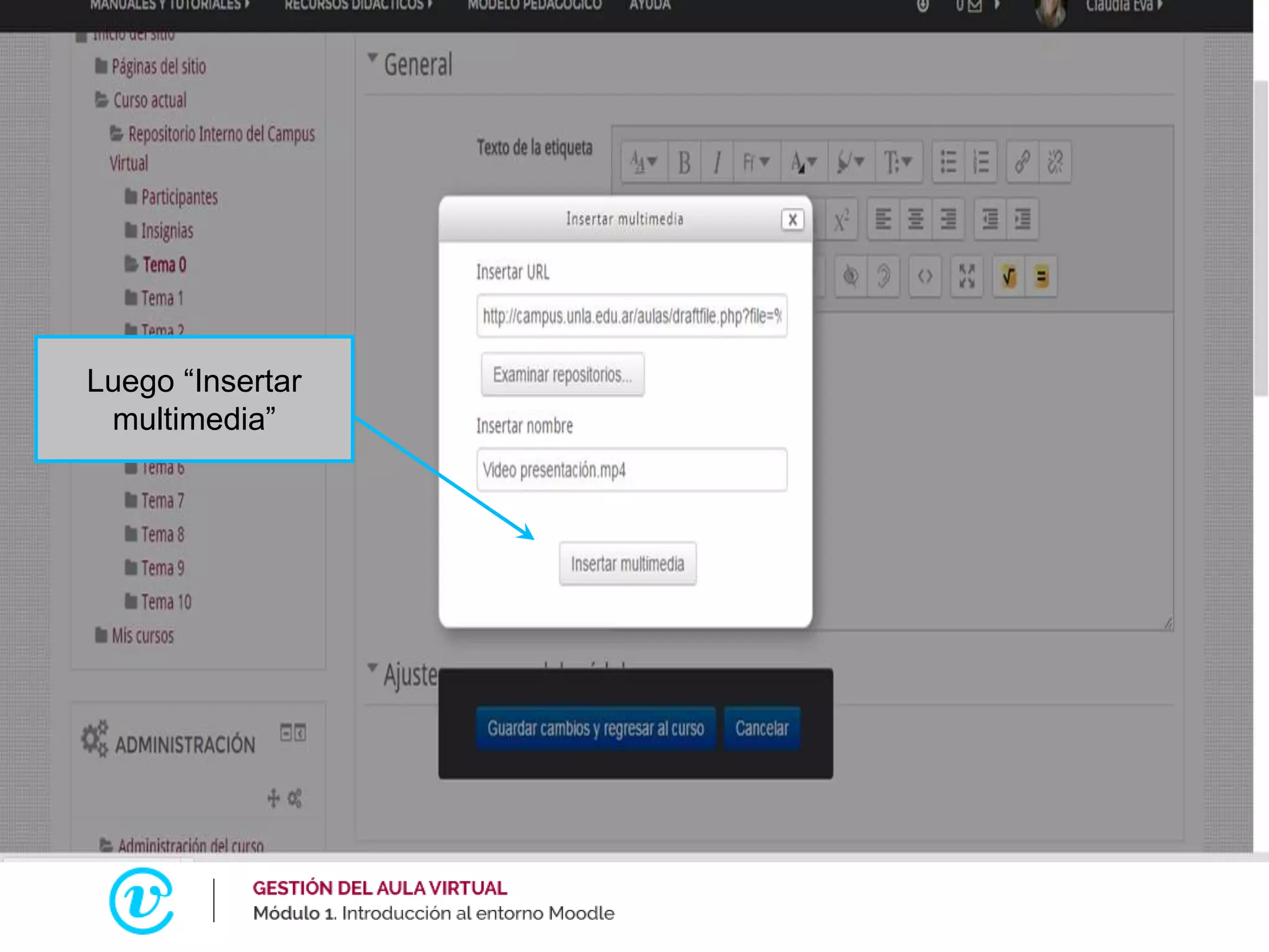 Luego “Insertar
multimedia”