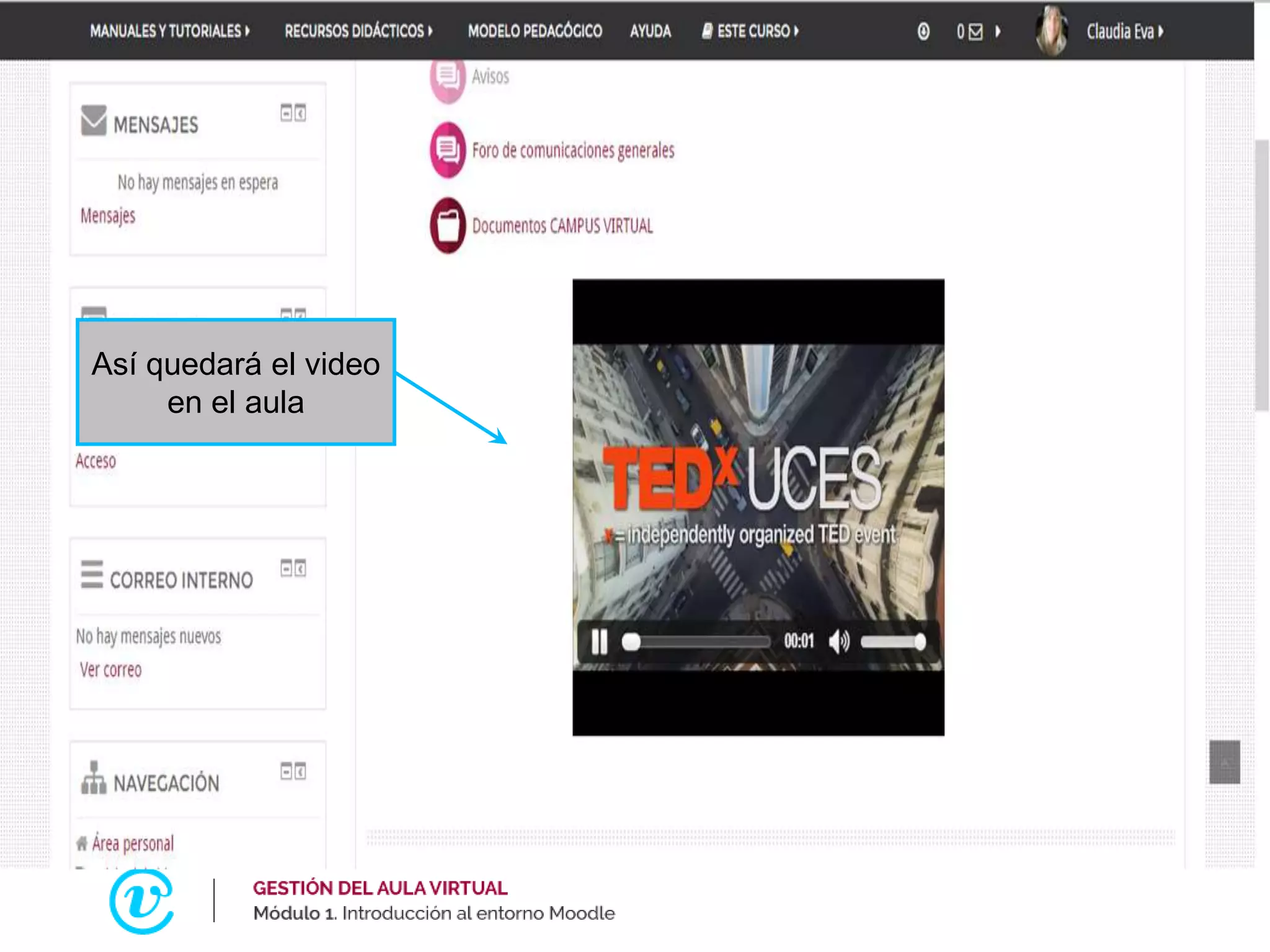 Así quedará el video
en el aula