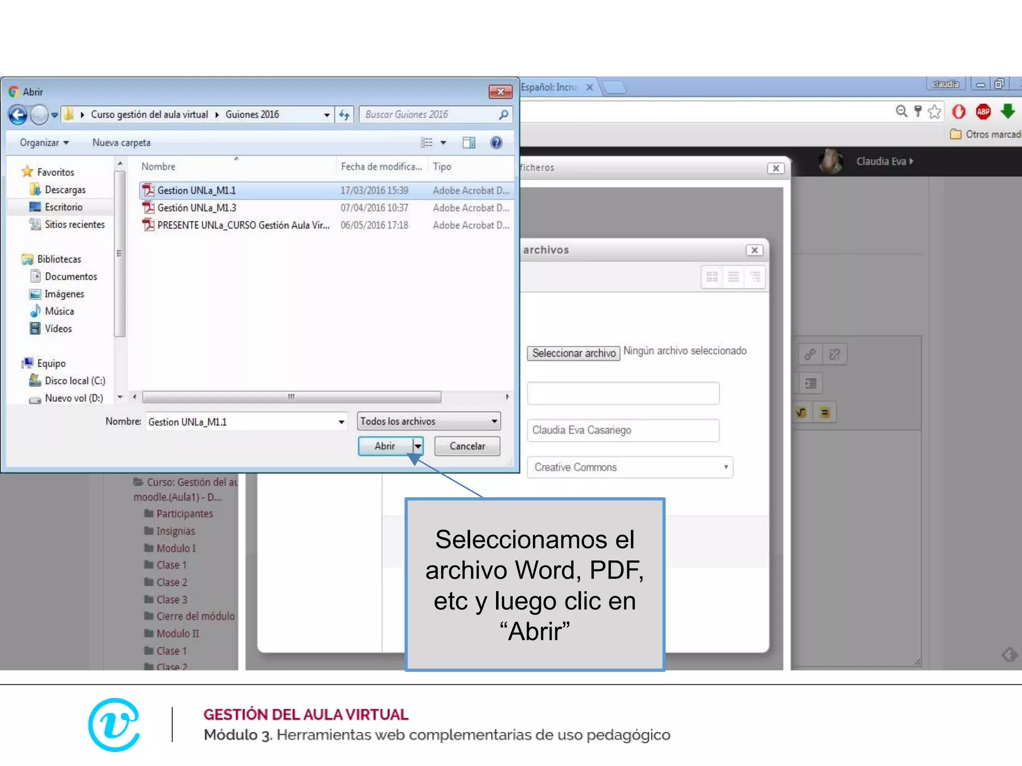Seleccionamos el
archivo Word, PDF,
etc y luego clic en
“Abrir”