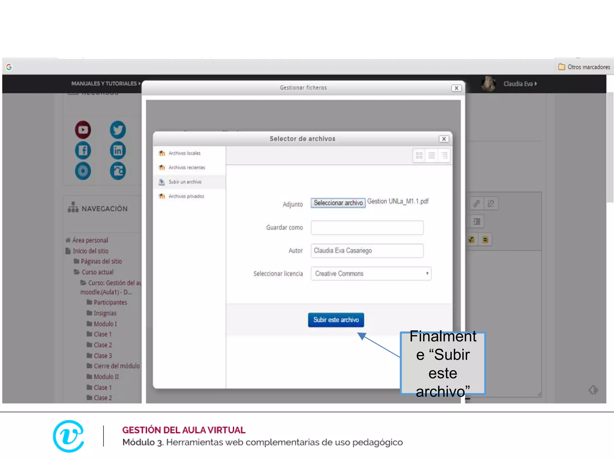 Finalment
e “Subir
este
archivo”