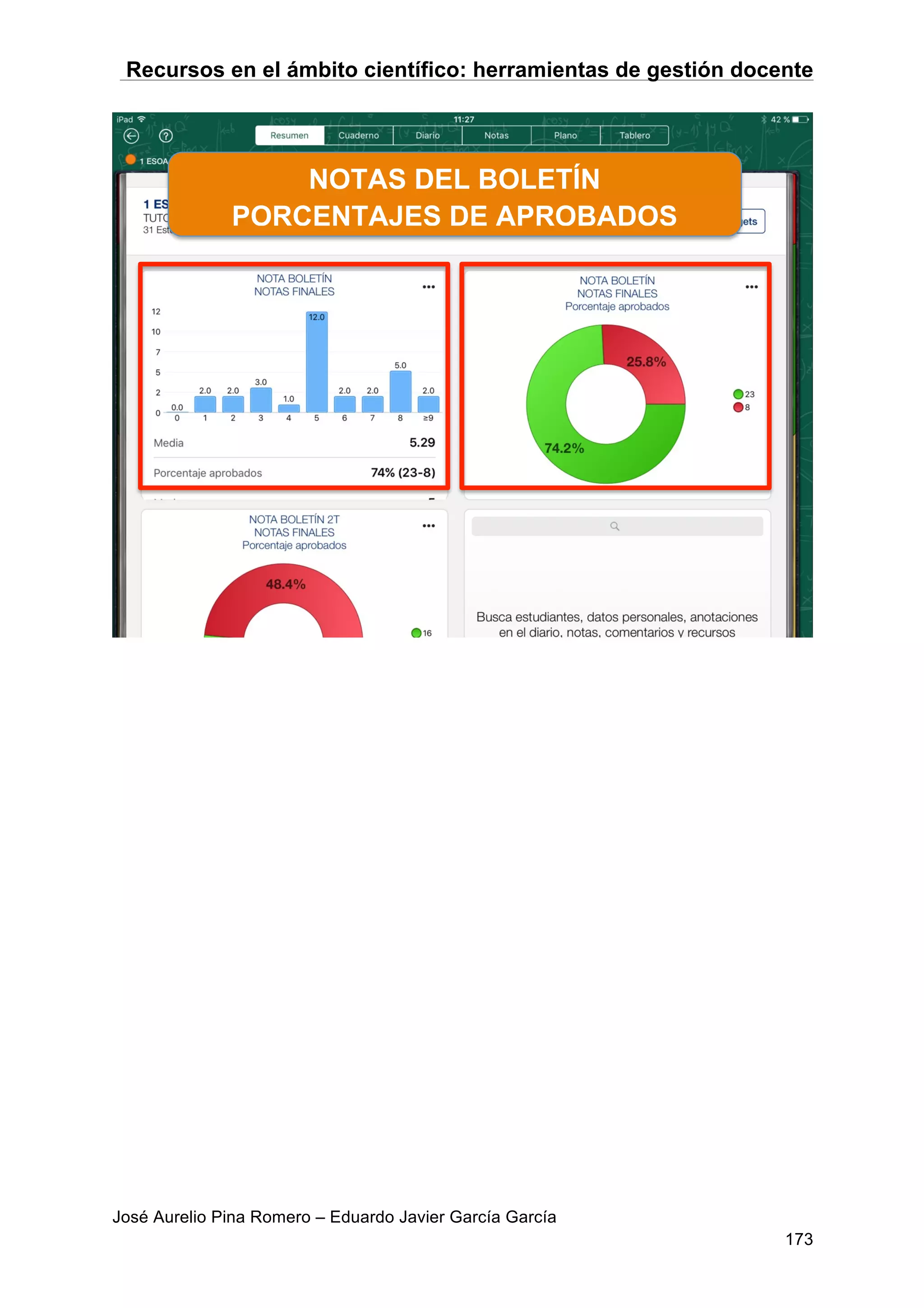 Recursos en el ámbito científico: herramientas de gestión docente
José Aurelio Pina Romero – Eduardo Javier García García
173
NOTAS DEL BOLETÍN
PORCENTAJES DE APROBADOS
 
