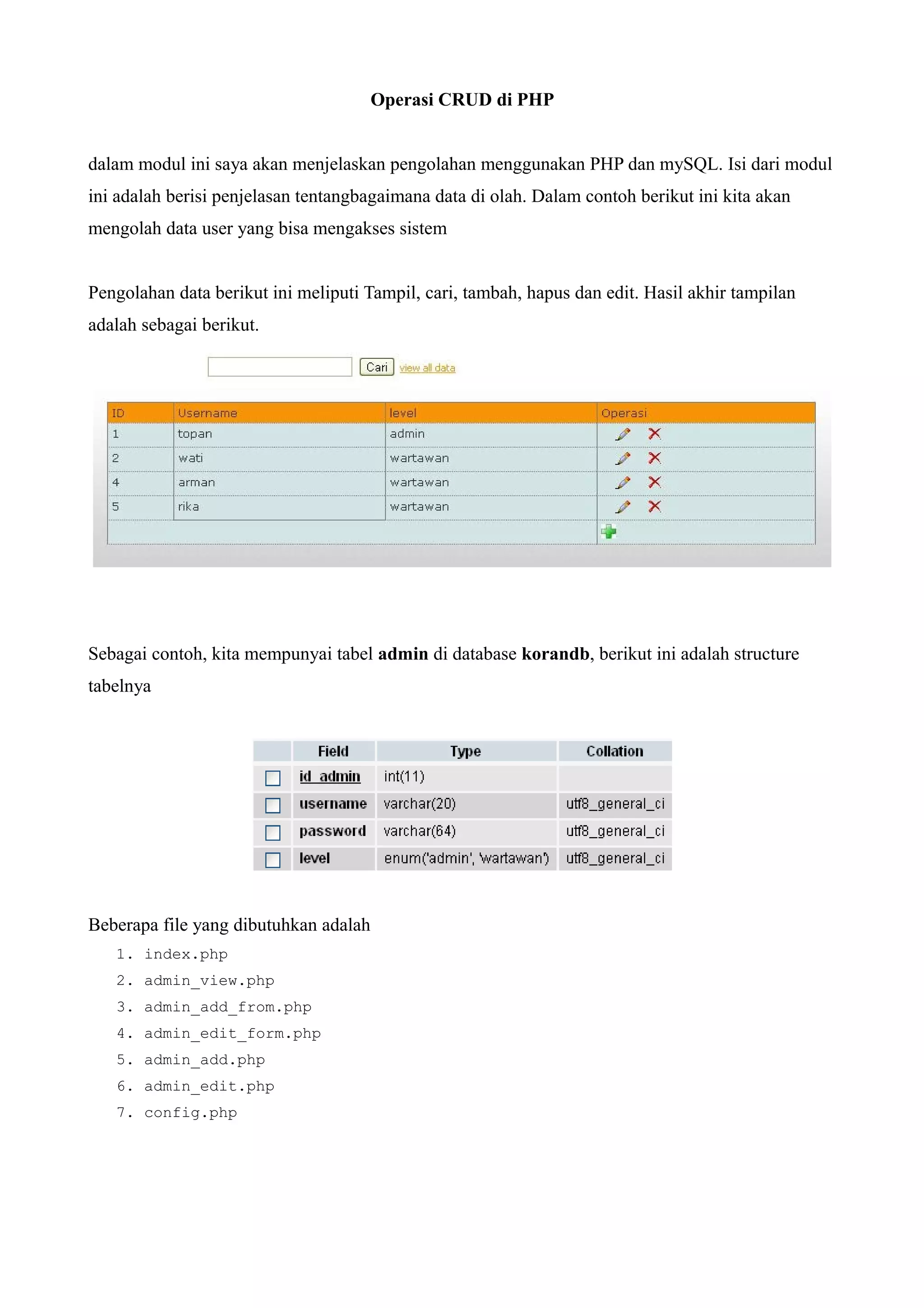 Tutorial crud PHP | PDF