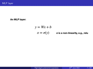 MLP layer
High-degree polynomial expansions 20th
June 2022 7 / 100
 