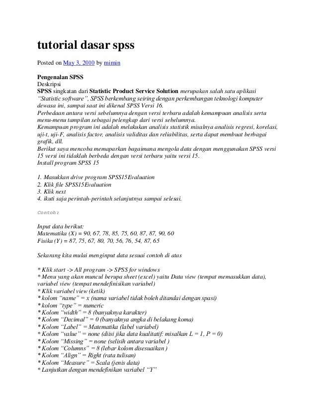 Tutorial Dasar Spss