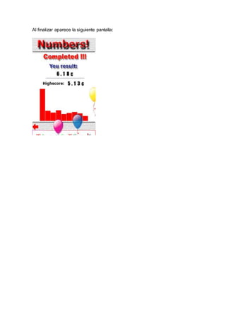 Al finalizar aparece la siguiente pantalla:
 