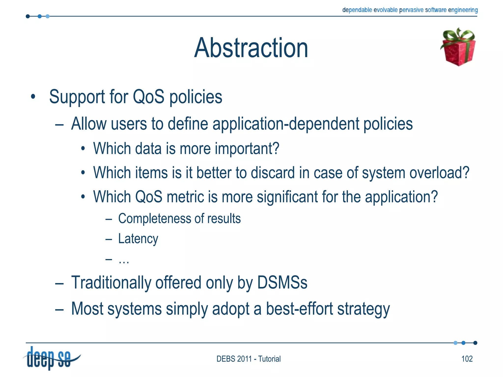 Detecting RulesPresent an explicit distinction between detection and productionUsually, the detection is based on a logical predicate that captures patterns of interest in the history of received itemsRuleType of RulesTransforming Rules