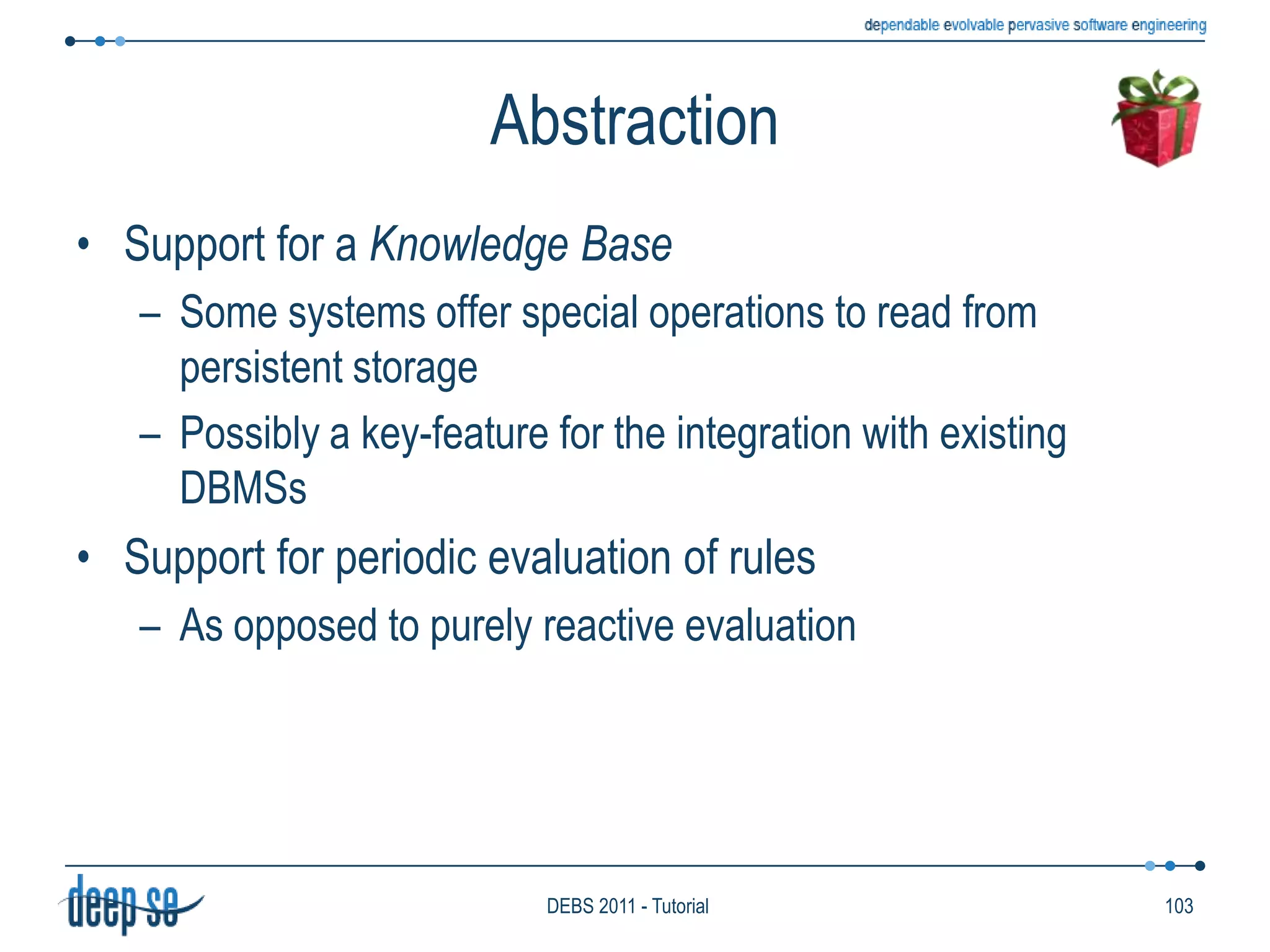 Detecting RulesSupport for Uncertainty61DEBS 2011 - Tutorial