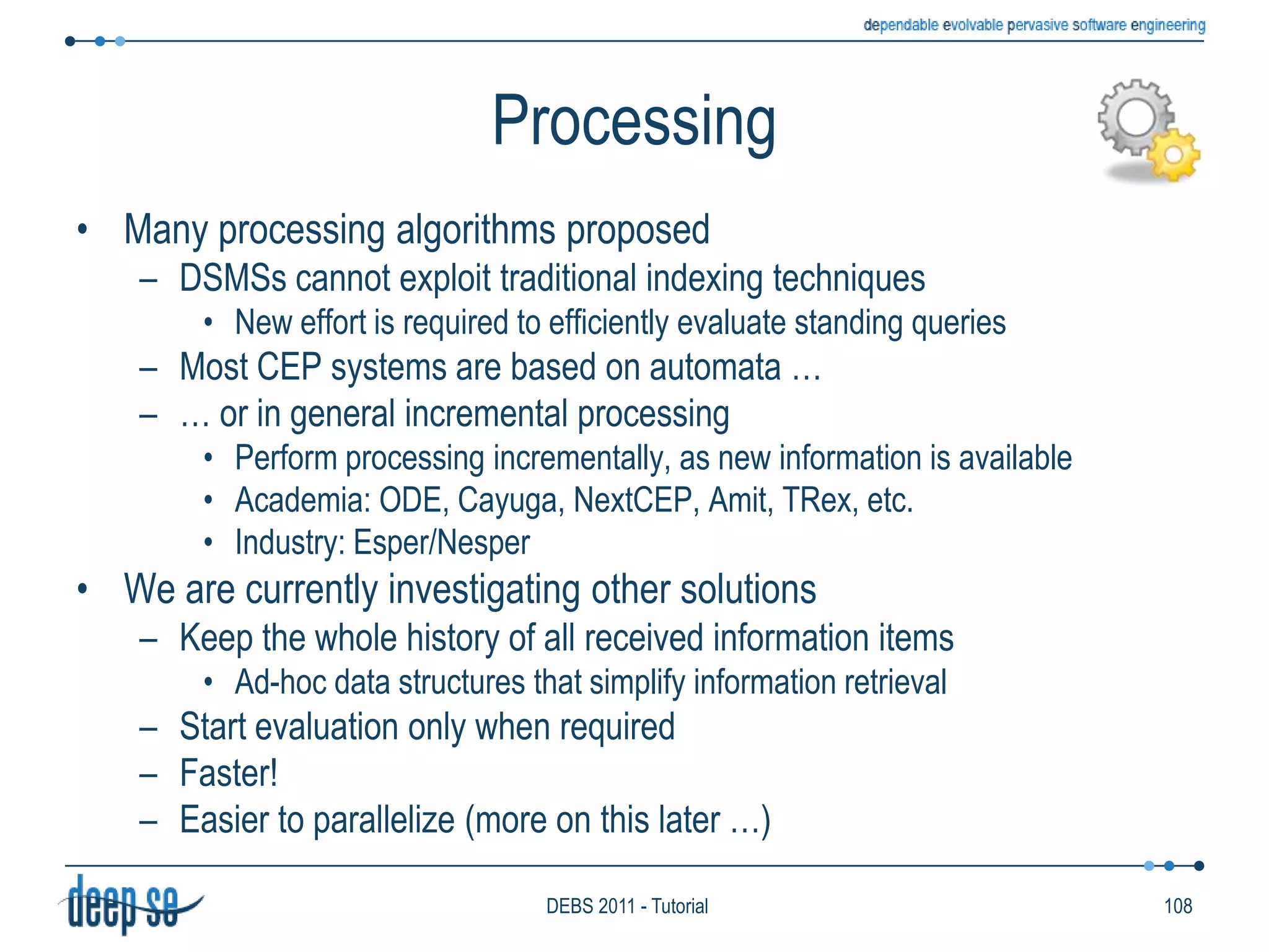 Following the rule model, we define two classes of languages:Transforming languagesDeclarative languagesImperative languagesDetecting languagesPattern-basedLanguage ModelSpecify the desired execution flowStarting from primitive operatorsCan be user-definedUsually adopt a graphical notation65DEBS 2011 - Tutorial
