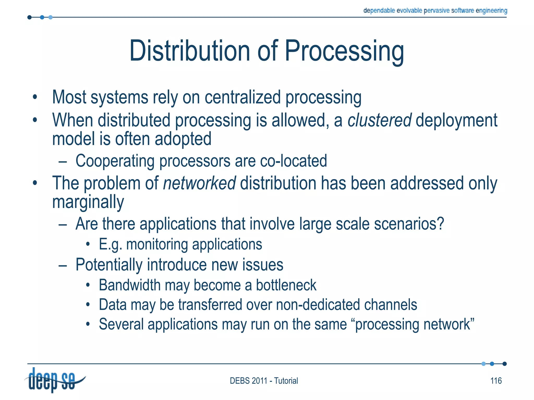 Language ModelLogic OperatorsConjunctionDisjunctionRepetitionNegationExplicitly present in pattern-based languagesPADRES(A & B) || (C & D)ConjunctionDisjunction73DEBS 2011 - Tutorial