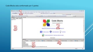 Code Blocks esta conformado por 5 partes:
2
 