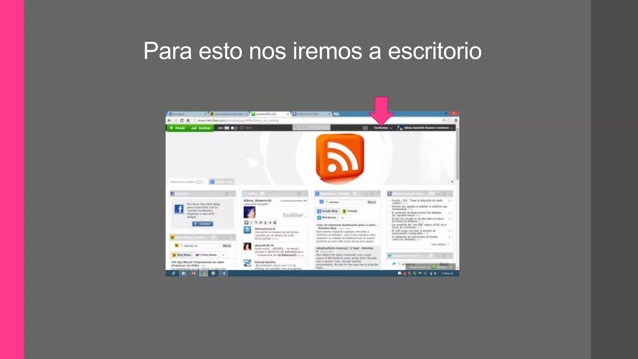 Para esto nos iremos a escritorio