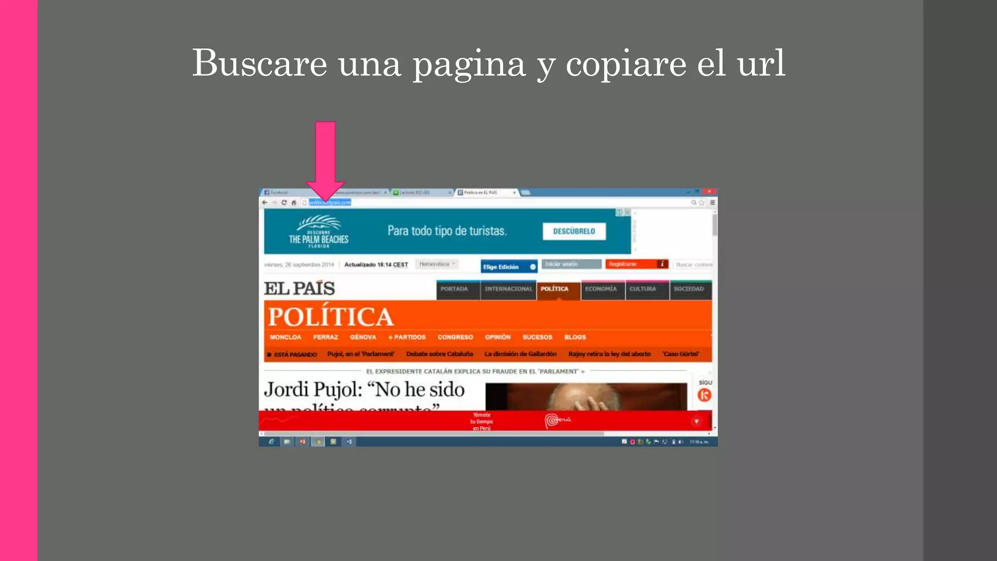 Buscare una pagina y copiare el url