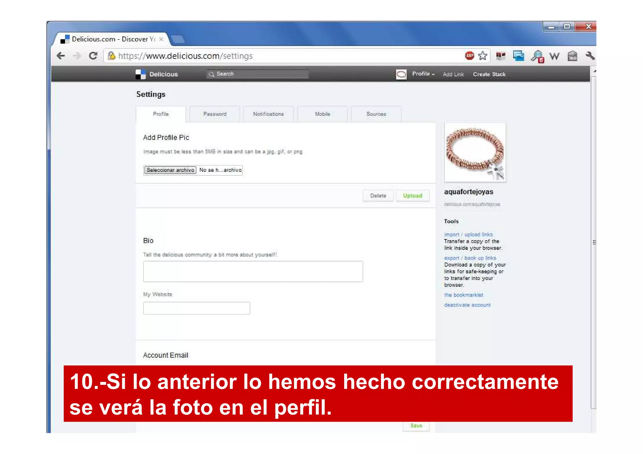 10.-Si lo anterior lo hemos hecho correctamente
se verá la foto en el perfil.
 